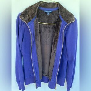 Tommy Hilfiger Blue and Brown Zip Up Sweater